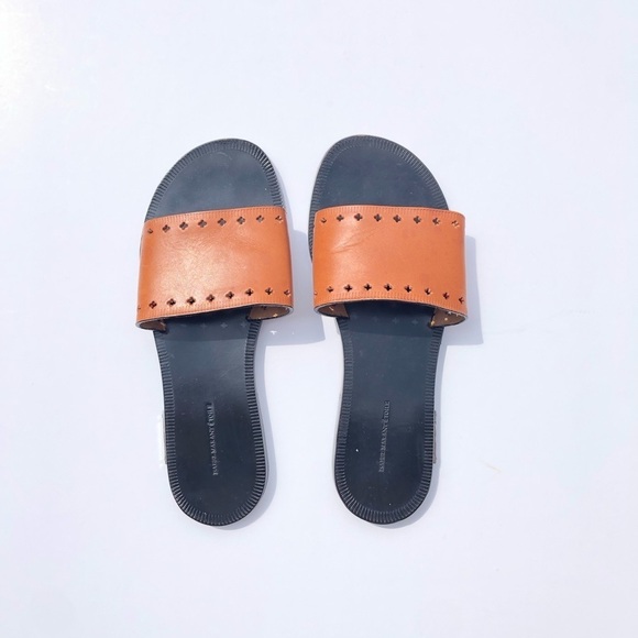 Isabel Marant Etoile Jiany Cognac Cut Out Leather Slide Sandals 38 - Picture 3 of 13